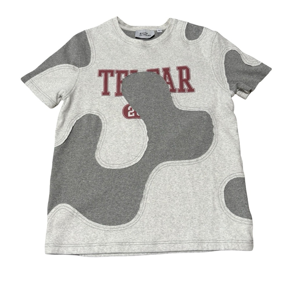 Telfar Men's Rare Camo Heather Gray T Shirt Patchwork Size M/L  22 x 29